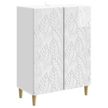 Шкаф FLORA с 2 врати и флорални фронтове, бял гланц, 66 x 34,5 x 90 см