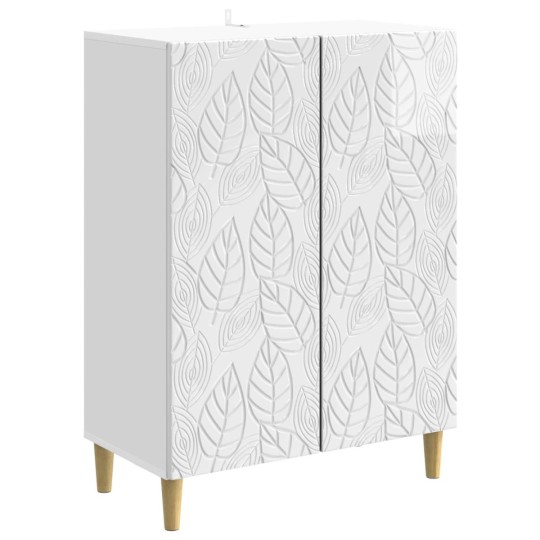 Шкаф FLORA с 2 врати и флорални фронтове, бял гланц, 66 x 34,5 x 90 см