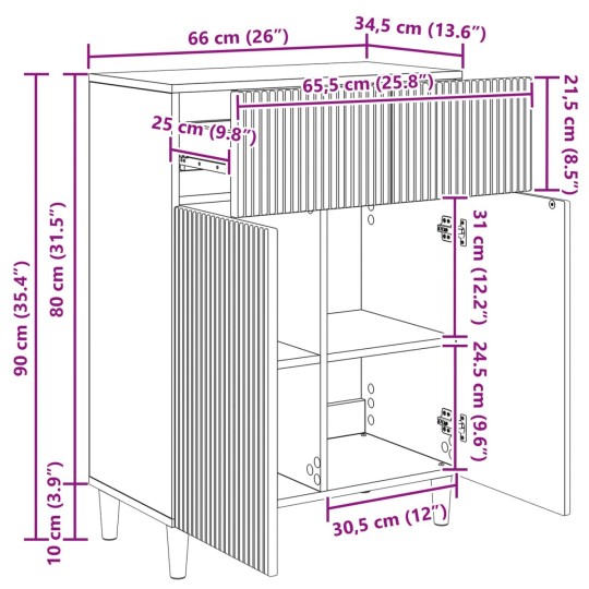 Шкаф LINEA с 2 врати и горно чекмедже, черен, 66 x 34,5 x 90 см