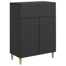 Шкаф LINEA с 2 врати и горно чекмедже, черен, 66 x 34,5 x 90 см