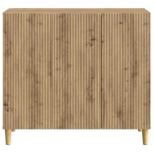 Шкаф LINEA с 3 врати и фрезовани фронтове, дъб артизан, 89 x 34,5 x 80 см