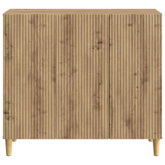Шкаф LINEA с 3 врати и фрезовани фронтове, дъб артизан, 89 x 34,5 x 80 см