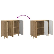 Шкаф LINEA с 3 врати и фрезовани фронтове, дъб артизан, 89 x 34,5 x 80 см