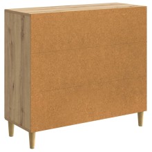 Шкаф LINEA с 3 врати и фрезовани фронтове, дъб артизан, 89 x 34,5 x 80 см