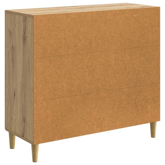Шкаф LINEA с 3 врати и фрезовани фронтове, дъб артизан, 89 x 34,5 x 80 см