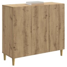Шкаф LINEA с 3 врати и фрезовани фронтове, дъб артизан, 89 x 34,5 x 80 см
