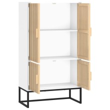 Шкаф NORD с 4 врати и ламелни фронтове, бял, 70 x 35 x 125 см