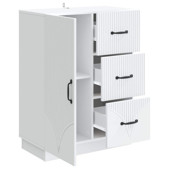 Шкаф ONDA с врата и 3 чекмеджета, бял, 66 x 34,5 x 87 см