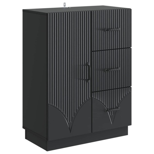 Шкаф ONDA с врата и 3 чекмеджета, черен, 66 x 34,5 x 87 см