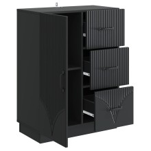 Шкаф ONDA с врата и 3 чекмеджета, черен, 66 x 34,5 x 87 см