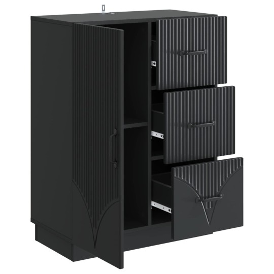 Шкаф ONDA с врата и 3 чекмеджета, черен, 66 x 34,5 x 87 см