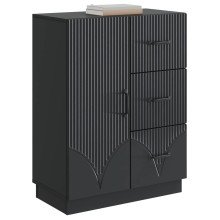 Шкаф ONDA с врата и 3 чекмеджета, черен, 66 x 34,5 x 87 см