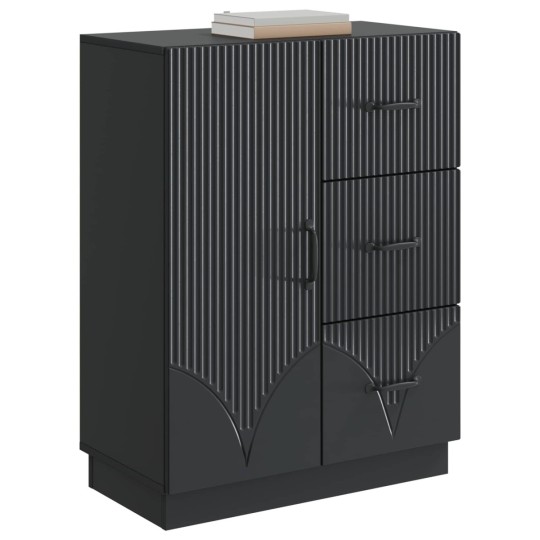 Шкаф ONDA с врата и 3 чекмеджета, черен, 66 x 34,5 x 87 см