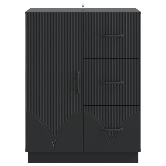 Шкаф ONDA с врата и 3 чекмеджета, черен, 66 x 34,5 x 87 см