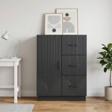 Шкаф ONDA с врата и 3 чекмеджета, черен, 66 x 34,5 x 87 см