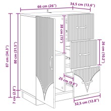 Шкаф ONDA с врата и 3 чекмеджета, дъб сонома, 66 x 34,5 x 87 см