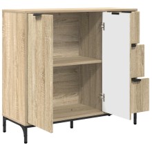 Шкаф с фрезовани фронтове, 2 врати и 3 чекмеджета, дъб сонома, 89,5 x 33 x 82 см