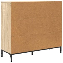 Шкаф с фрезовани фронтове, 2 врати и 3 чекмеджета, дъб сонома, 89,5 x 33 x 82 см