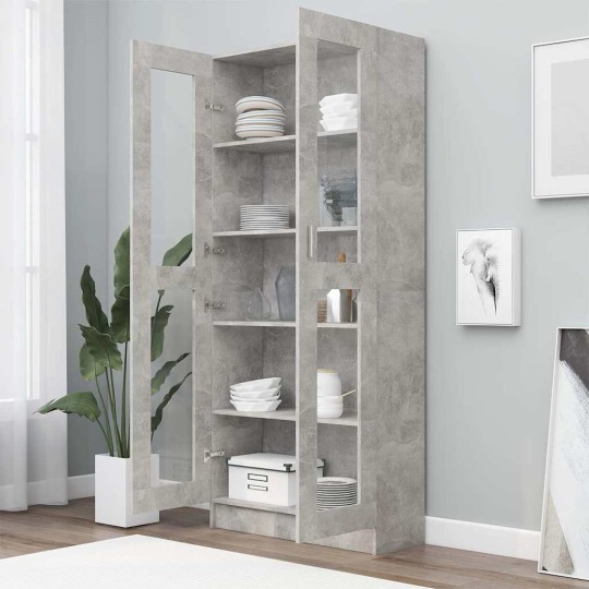 Шкаф витрина AVORA, бетонно сив, 82,5 x 30,5 x 185 см