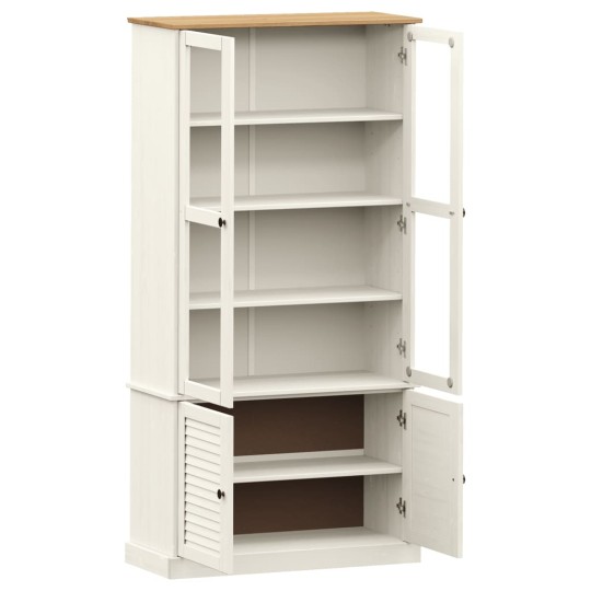 Шкаф витрина VIGO с ламелни фронтове, бял, 85 x 35 x 170 см