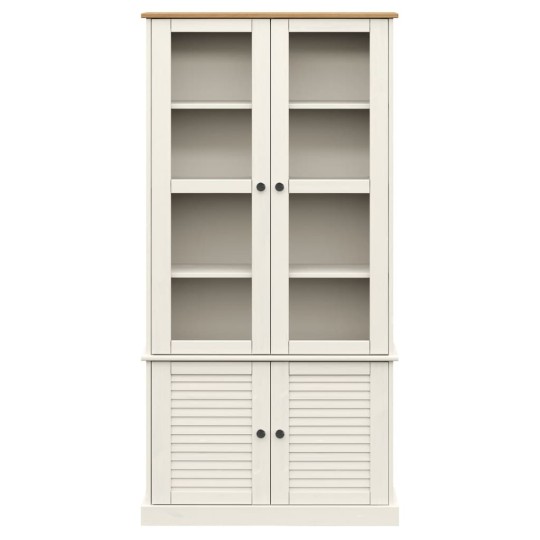 Шкаф витрина VIGO с ламелни фронтове, бял, 85 x 35 x 170 см