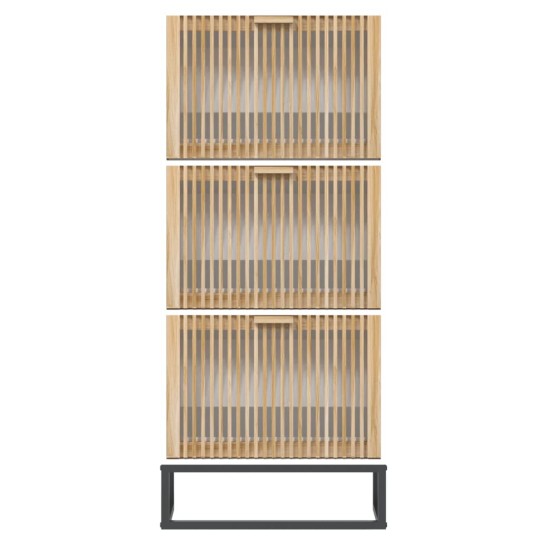 Шкаф за обувки NORD с ламелни фронтове, бял, 52 x 25 x 120 см