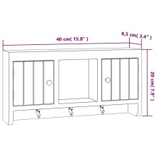 Стенен шкаф за ключове VENTO с ламелни фронтове, бял, 40 x 8,5 x 20 см