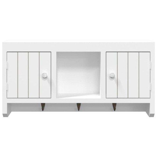 Стенен шкаф за ключове VENTO с ламелни фронтове, бял, 40 x 8,5 x 20 см