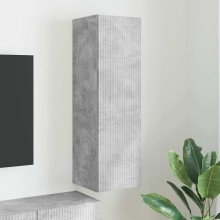 Стенен ТВ шкаф LINEA с вертикално фрезован фронт, бетонно сив