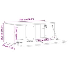 Стенен ТВ шкаф LINEA с вертикално фрезован фронт, опушен дъб, 78,5 x 30 x 29,5 см
