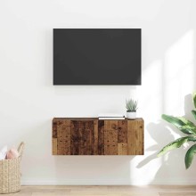 Стенен ТВ шкаф LINEA с вертикално фрезован фронт, състарено дърво, 78,5 x 30 x 29,5 см