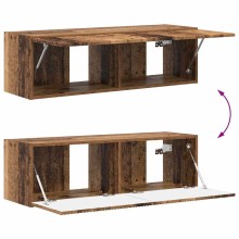 Стенен ТВ шкаф LINEA с вертикално фрезован фронт, състарено дърво, 98 x 31 x 29,5 см