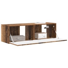Стенен ТВ шкаф LINEA с вертикално фрезован фронт, състарено дърво, 98 x 31 x 29,5 см