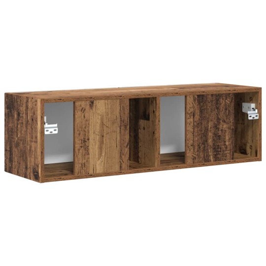 Стенен ТВ шкаф LINEA с вертикално фрезован фронт, състарено дърво, 98 x 31 x 29,5 см