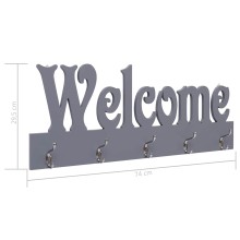 Стенна закачалка за палта WELCOME, сива, 74 x 29,5 см