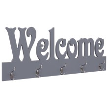 Стенна закачалка за палта WELCOME, сива, 74 x 29,5 см