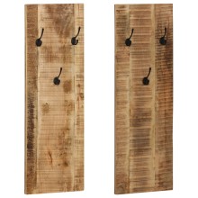 Стенни закачалки, масивна мангова дървесина, комплект от 2 бр., 36 x 110 см