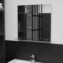 Стенно огледало от закалено стъкло с интегриран рафт 50 x 50 см