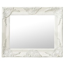 Стенно огледало с бяла барокова рамка от масивно дърво 50 x 40 см