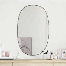 Стенно овално огледало с фина черна рамка 80 x 50 см