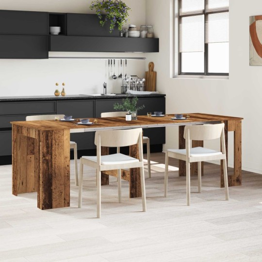Трапезна маса в стил Boho, ЛПДЧ състарено старо дърво, разтегателна до 240 x 85 см