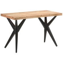 Трапезна маса в стил Mid-Century Modern, акациево дърво масив и черна стомана, 120 x 60 см