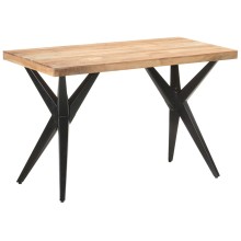 Трапезна маса в стил Mid-Century Modern, акациево дърво масив и черна стомана, 120 x 60 см