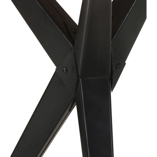 Трапезна маса в стил Mid-Century Modern, акациево дърво масив и черна стомана, 120 x 60 см