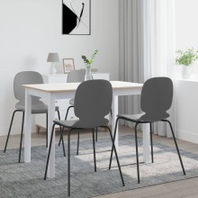 Трапезна маса в стил Scandinavian, естествено каучуково дърво и бяла основа, 114 x 71 см