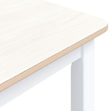 Трапезна маса в стил Scandinavian, естествено каучуково дърво и бяла основа, 114 x 71 см