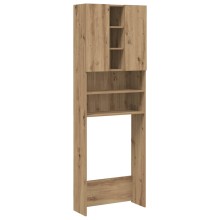 Висок шкаф за пералня с 2 врати и 9 отделения, дъб артизан, 64 x 25,5 x 190 см