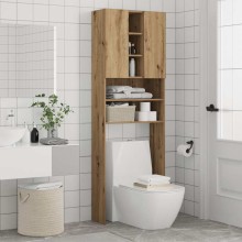Висок шкаф за пералня с 2 врати и 9 отделения, дъб артизан, 64 x 25,5 x 190 см