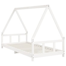 Детско легло къщичка Монтесори от масивна борова дървесина, бяло, 90 x 200 см