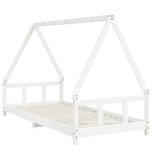 Детско легло къщичка Монтесори от масивна борова дървесина, бяло, 90 x 200 см